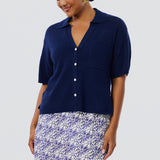 Crochet Short Sleeve Shirt - Indigo Blue (Pre Order)