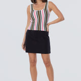 Square Neck Tank - Olive/Pink Multi Stripe