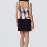 Square Neck Tank - Olive/Pink Multi Stripe