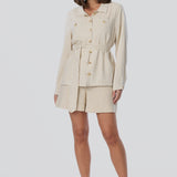 Adjustable Waist Shorts - Oatmeal