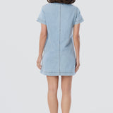 Denim Short Sleeve Mini Dress - Light Blue Wash