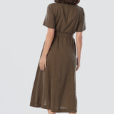 Panelled Shirt Dress - Dark Olive