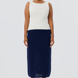 Sleeveless Boat Neck Knit Top - White (Pre Order)