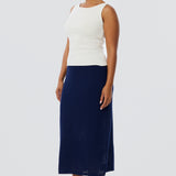 Sleeveless Boat Neck Knit Top - White (Pre Order)