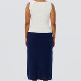 Sleeveless Boat Neck Knit Top - White (Pre Order)