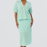 Crochet Short Sleeve Shirt - Mint (Pre Order)