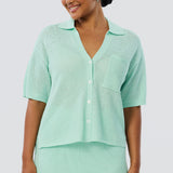 Crochet Short Sleeve Shirt - Mint (Pre Order)