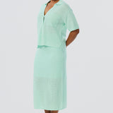 Crochet Short Sleeve Shirt - Mint (Pre Order)