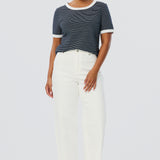 Regular Contrast T-Shirt - Navy / White Stripe (Pre Order)
