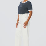 Regular Contrast T-Shirt - Navy / White Stripe (Pre Order)