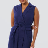 Double Breasted Mini Dress - Indigo Blue (Pre Order)