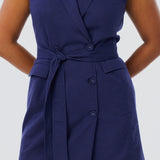Double Breasted Mini Dress - Indigo Blue (Pre Order)
