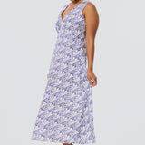V-Neck Slip Dress - Blue Mosaic (Pre Order)