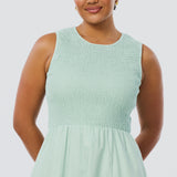 Shirred Midi Dress - Seafoam (Pre Order)