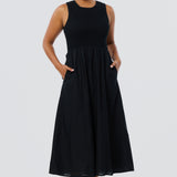 Shirred Midi Dress - Black (Pre Order)