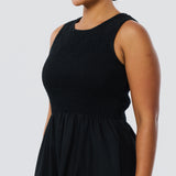 Shirred Midi Dress - Black (Pre Order)