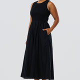 Shirred Midi Dress - Black (Pre Order)