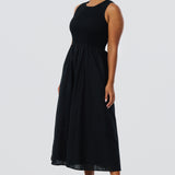 Shirred Midi Dress - Black (Pre Order)
