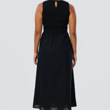 Shirred Midi Dress - Black (Pre Order)