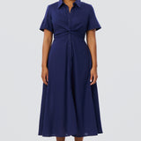 Knot Shirt Dress - Indigo Blue (Pre Order)