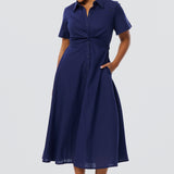Knot Shirt Dress - Indigo Blue (Pre Order)