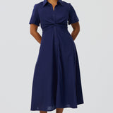 Knot Shirt Dress - Indigo Blue (Pre Order)
