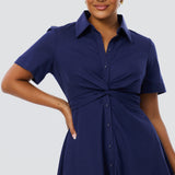 Knot Shirt Dress - Indigo Blue (Pre Order)