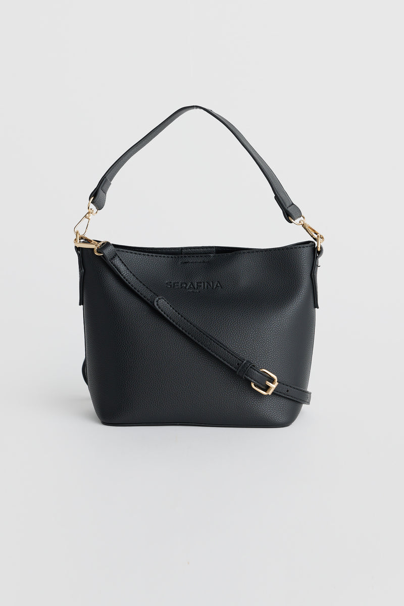 Vegan Leather Crossbody Bag Black Serafina