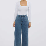 Signature Wide Leg Jeans - Mid Blue Wash