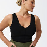 V-Neck Knit Tank - Black