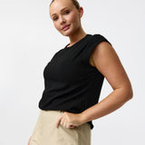 Cap Sleeve Jersey Tank - Black