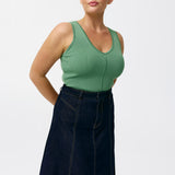 V Neck Knit Tank - Jade
