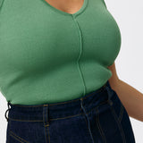 V Neck Knit Tank - Jade