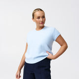 Cap Sleeve Knit Top - Powder Blue