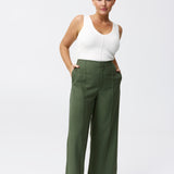 Tailored Pintuck Pants - Khaki