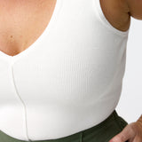 V-Neck Knit Tank - White