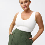 V-Neck Knit Tank - White