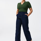 Tailored Pintuck Jeans - Indigo