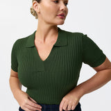 Polo Knit Top - Moss