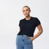 Cap Sleeve Knit Top - Navy