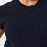 Cap Sleeve Knit Top - Navy
