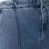 Tailored Pintuck Jeans - Mid Wash Blue