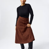 Vegan Suede A-Line Skirt - Cappuccino