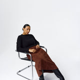 Vegan Suede A-Line Skirt - Cappuccino