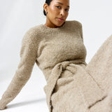 Textured Tie Knit Dress - Dark Taupe