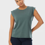 Cap Sleeve Jersey Tank - Teal Green