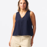 V Neck Denim Tank - Indigo