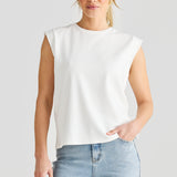 Cap Sleeve Jersey Tank - White