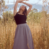 Gathered Midi Skirt- Black/White Gingham