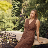 Slip Midi Skirt - Walnut/White Spot (Pre Order)